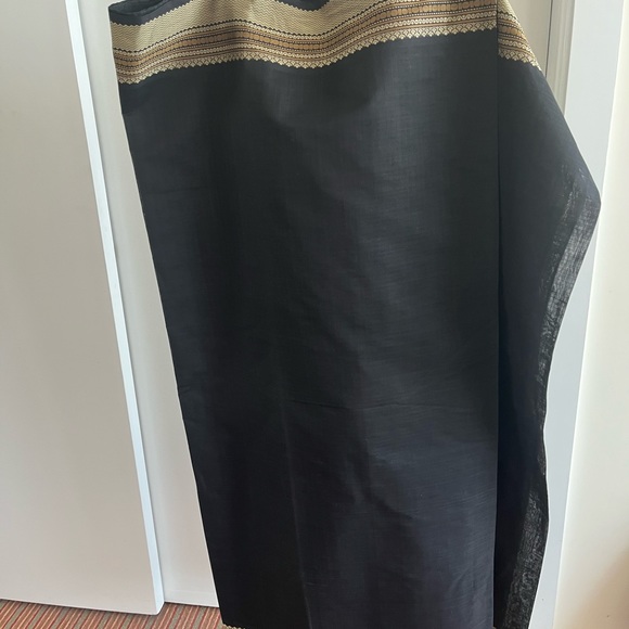 Fabindia handloom 100% cotton black & beige saree sari w stunning palloo - New - Picture 10 of 15